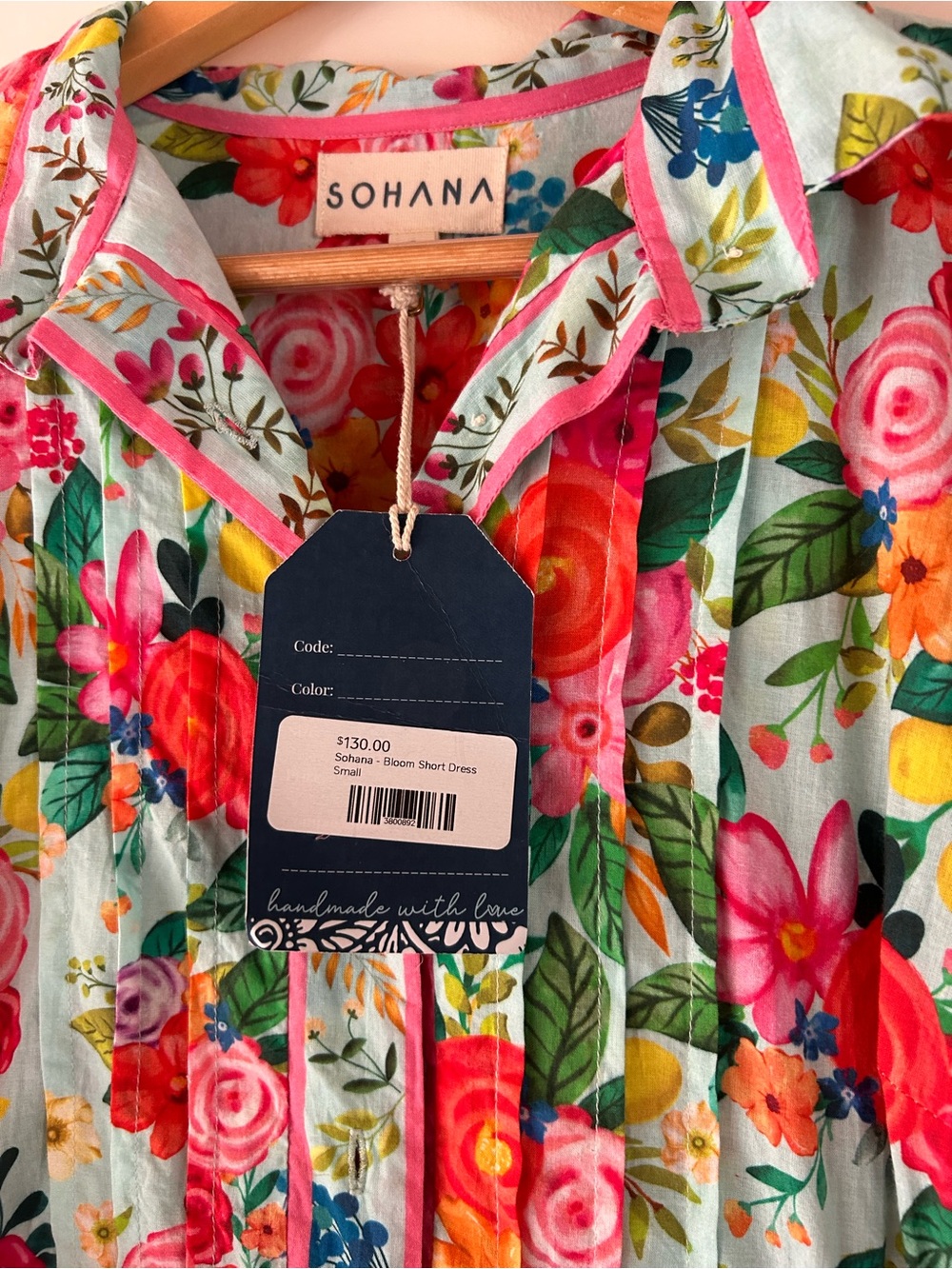 Sohana Floral Midi Dress in Aqua Multicolor Brand New With Tags! Cottage Core - Picture 3 of 15